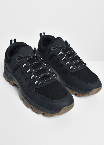 Черные осенние ботинки мужские черного цвета на шнуровке Let's Shop