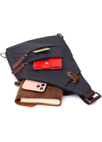 Сумка через плече для чоловіків з текстилю 22196 Чорний Vintage (267932148)