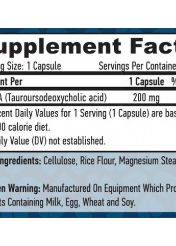 Тауроурсодезоксихолева кислота Tudca 200 mg 100 veg caps Haya Labs (265092112)