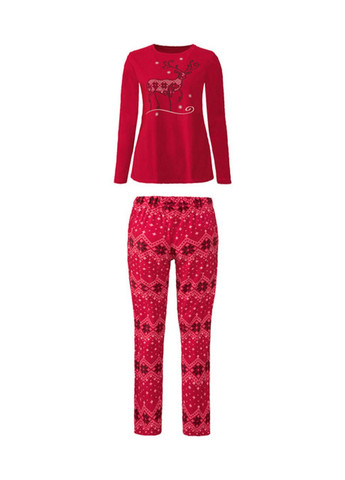 Красная зимняя пижама флисовая теплый домашний костюм Esmara