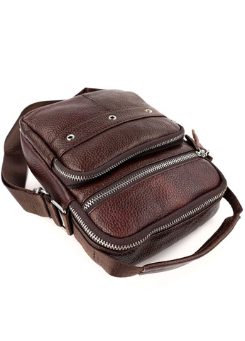 Повседневная сумка из кожи с ручкой и ремнем NS5417-3 коричневая JZ (259736970)