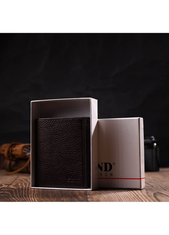 Компактный мужской бумажник из натуральной зернистой кожи без застежки 21989 Коричневый Bond (262157967)