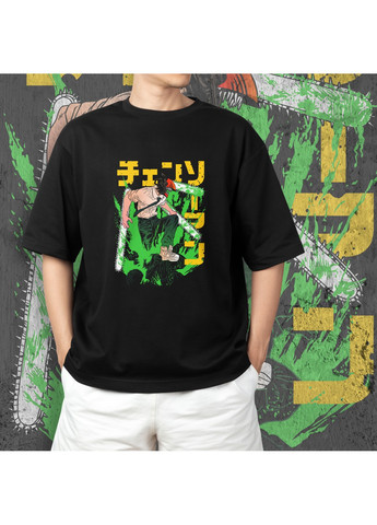 Черная футболка c принтом человек бензопила - денджи 3 No Brand