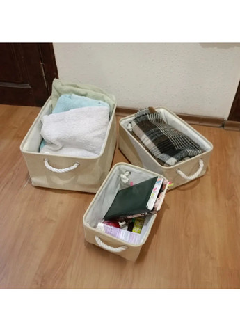 Комплект набір органайзерів коробів боксів для зберігання речей одягу білизни іграшок 3 шт (475647-Prob) Бежевий Unbranded (269691129)