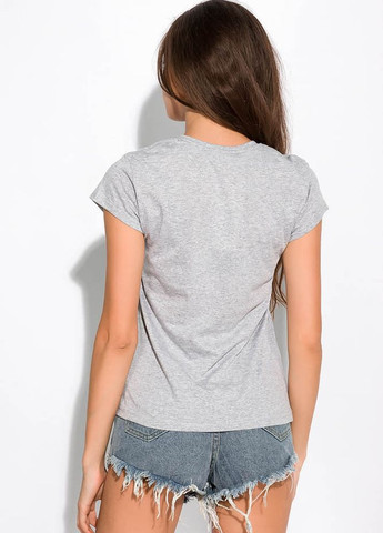 Бесцветная летняя футболка с принтом на груди (серый меланж) Time of Style