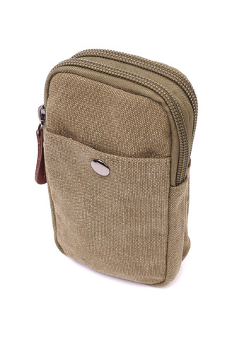 Компактная сумка-чехол на пояс с металлическим карабином из текстиля 22224 Оливковый Vintage (267925318)