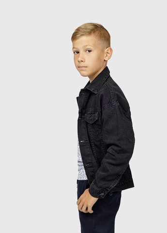 Черная демисезонная джинсовая куртка для мальчика цвет черный цб-00224968 Altun