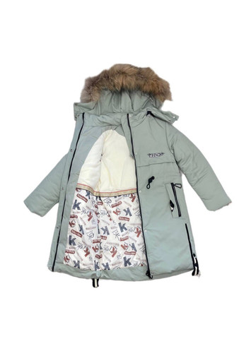 Оливковая куртка зимняя для мальчика Модняшки
