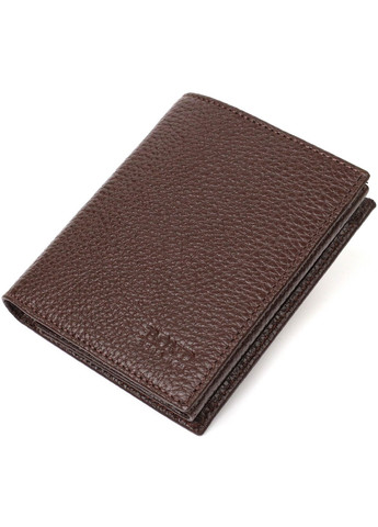 Компактный мужской бумажник из натуральной зернистой кожи без застежки 21989 Коричневый Bond (262158720)