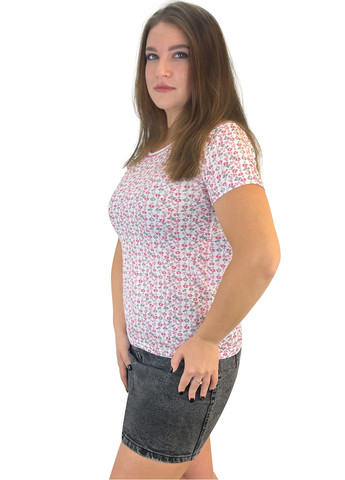 Розовая всесезон футболка женская кулир с коротким рукавом Жемчужина стилей 1392