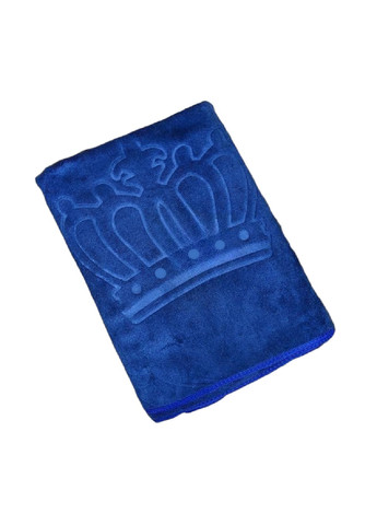 Unbranded полотенце микрофибра велюр для ванны бани сауны пляжа быстросохнущее с узором 170х90 см (476115-prob) корона синее однотонный синий производство -