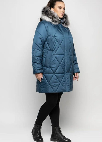 Сіро-синя зимня зимова жіноча куртка великого розміру SK