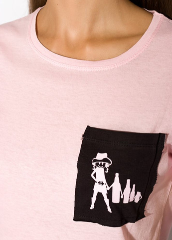 Розовая летняя футболка женская с кармашками 317f076 (розовый) Time of Style