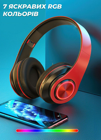 Безпровідні навушники B39 / Бездротові навушники з мікрофоном Bluetooth для Айфона та Андроїд 8988 OnePro Чорний, Червоний 67362 DobraMAMA (260632291)