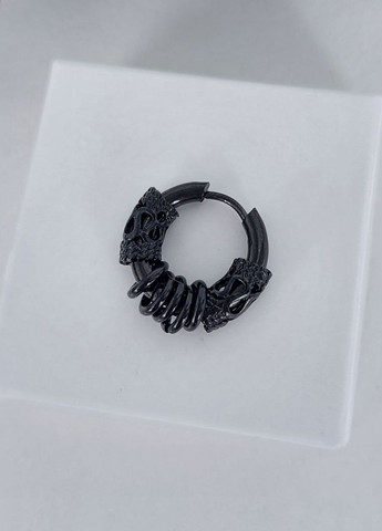 Моно сережка кільце чоловіча нержавіюча сталь (1 шт) масивна MK1231 чорний DeKolie (260492370)