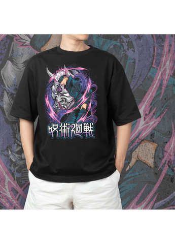 Черная футболка с принтом магическая битва - сатору годжо No Brand
