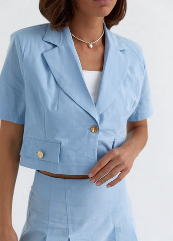 Костюм с юбкой плиссе и коротким жакетом - голубой Lurex (262810542)