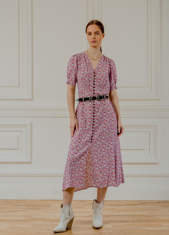 Розовое повседневный платье с вискозного марокена бони Dolcedonna с цветочным принтом