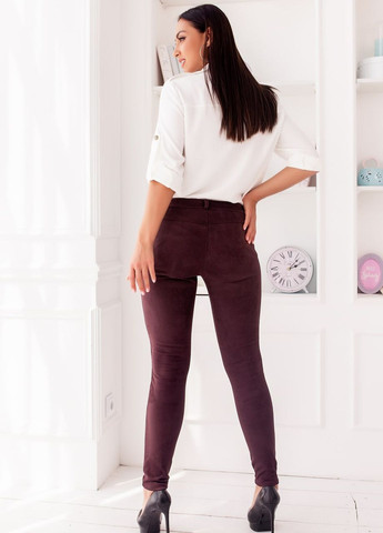 Женские облегающие замшевые брюки цвет шоколад р.56/58 445145 New Trend - (268984077)