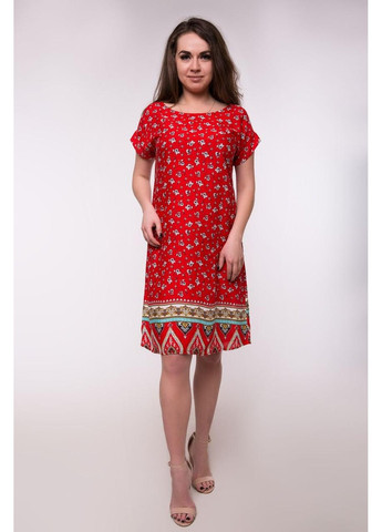 Красное повседневный платье c740s-6 а-силуэт Bon Voyage с цветочным принтом