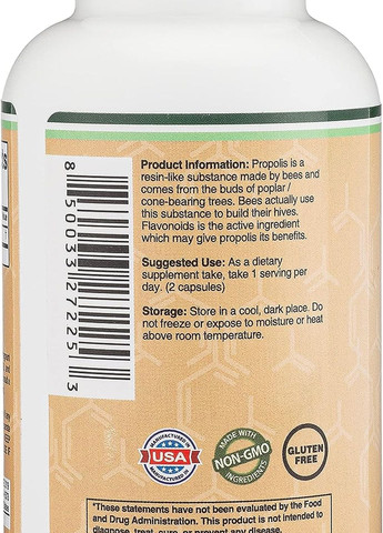 Бджолиний прополіс Bee Propolis 1000 mg 120 capsules Double Wood Supplements (261765743)