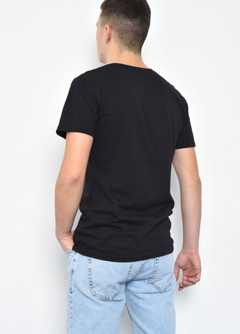 Чорна футболка чоловіча однотонна чорного кольору Let's Shop