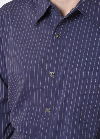 Сорочка чоловіча темно-синього кольору в смужку Let's Shop (260286038)