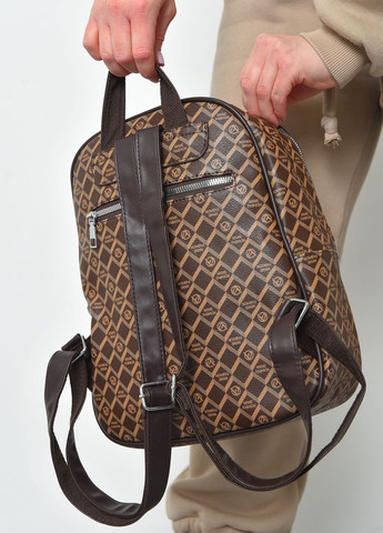 Рюкзак жіночий з принтом коричневого кольору Let's Shop (271518680)
