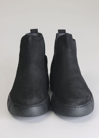 Черные осенние ботинки челси черные нубук Bravelli