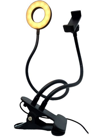 Лампа селфи LED кольцевая светодиодная 2 в 1 кольцо с держателем для телефона и прищепкой No Brand (260517658)