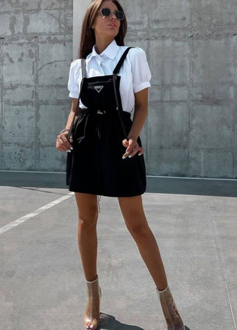 Костюм женский сарафан с рубашкой черно-белого цвета Let's Shop (275646250)