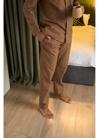 Пижама мужская в клетку фланель SOFT песчаная Handy Wear (278076150)