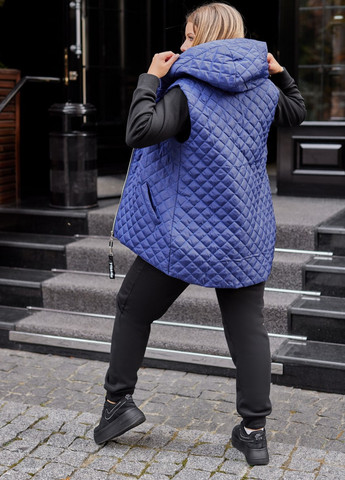 Синя жіноча жилетка з плащової тканини колір індиго р.48/50 378530 New Trend