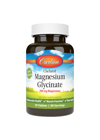 Магний Глицинат Chelated Magnesium Glycinate 200мг - 90 таб Carlson Labs (278006891)
