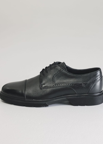 Черные классические туфли классические мужские черные кожа Bravelli на шнурках