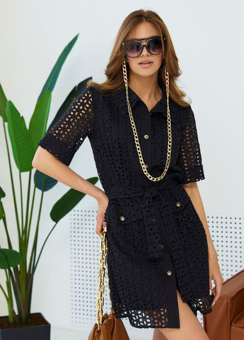 Чорна літня сукня з прошви Jadone Fashion однотонна