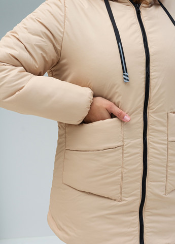 Бежева демісезонна жіноча демісезонна куртка великого розміру SK