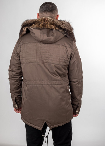 Мужская Куртка Парка с натуральным съемным мехом водоотталкивающая зима осень утепленная Демисезон с капюшоном HUGO extra 6 хаки Actors (258072277)