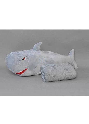 Комплект мягкая игрушка подушка обнимашка антистресс с пледом одеялом покрывалом полиэстер 70х20 см (475908-Prob) Акула серая Unbranded (275068645)