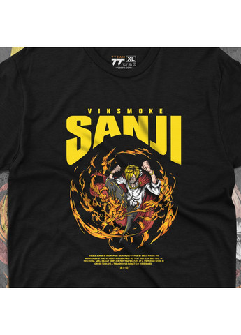 Чорна футболка з принтом ван піс - sanji vinsmoke No Brand
