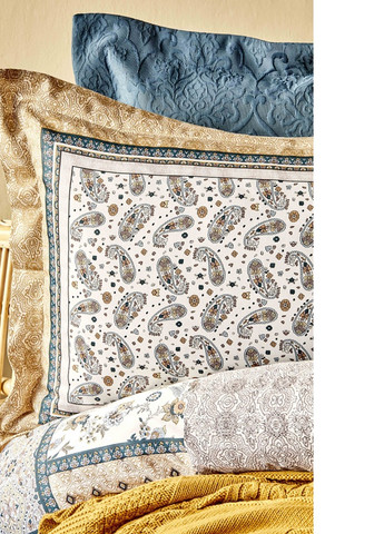 Набор постельное белье с покрывалом + плед - Maryam petrol 2020-1 евро Karaca Home (258186432)