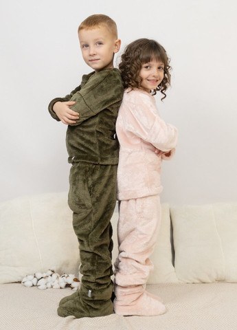 Персикова піжама дитяча домашня махрова кофта зі штанами персиковий Maybel