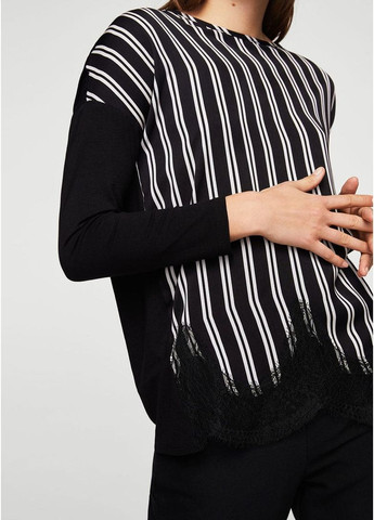 Черная демисезонная блуза в полоску размер s черная 23000908 Mango