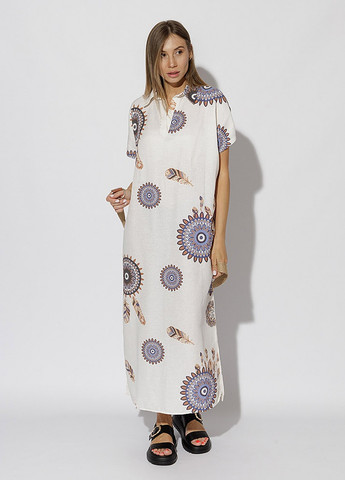Бежева жіноча довга сукня колір бежевий цб-00219267 SHENAZ TEKSTIL
