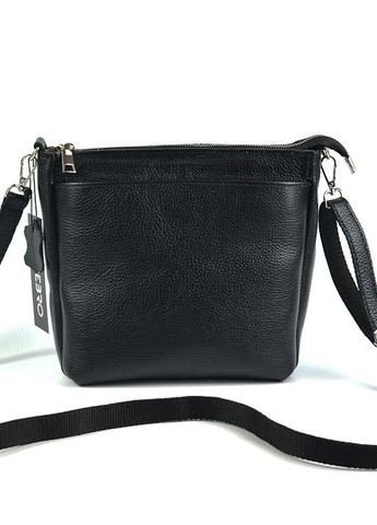 Черная женская кожаная сумочка на три отделения, маленькая сумка кросс-боди из натуральной кожи Serebro (266914624)
