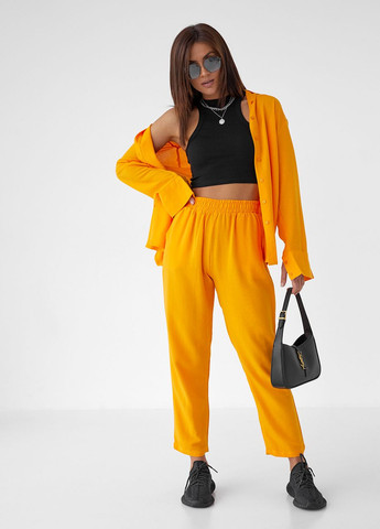 Жіночий костюм зі штанами та сорочкою - помаранчевий Barley (262809945)
