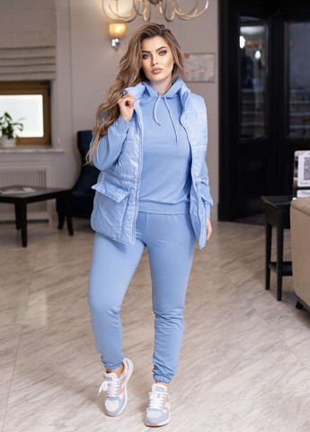 Жіночий спортивний костюм із жилетом блакитного кольору р.2XL 48/50 357814 New Trend (258706190)