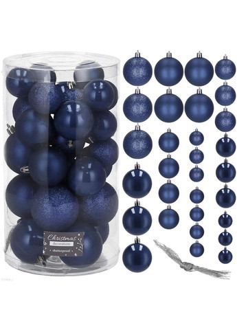Набір ялинкових куль d=6, 5, 4 см 30 шт CA0181 Springos темно-синій пластик