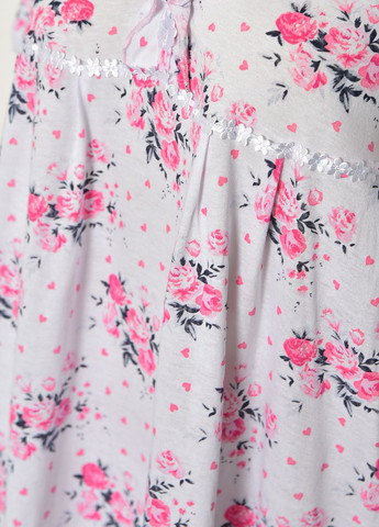 Ночная рубашка женская батальная белого цвета с цветочным принтом Let's Shop (277925660)