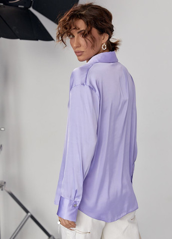 Фіолетова демісезонна шовкова блуза на ґудзиках - фіолетовий Lurex